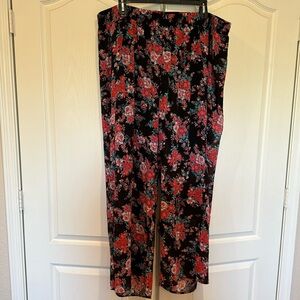 Torrid Floral Chiffon Side Slit Wide Leg Pants